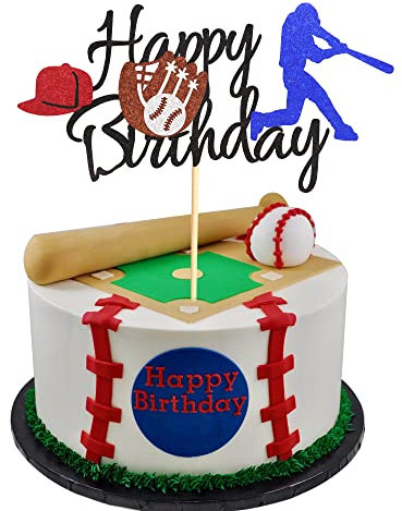 Arthsdite Tortenaufsatz mit Baseball-Thema, Sport, Happy Birthday, Baseballspieler, Kuchendekoration für Baseballsport, Party, Themendekoration