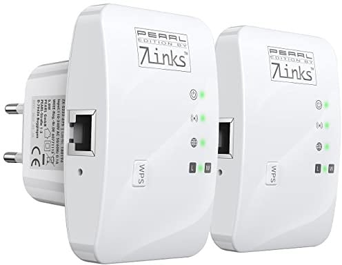 7links WLAN Verstärkung: 2er-Set Mini-WLAN-Repeater mit WPS-Taste, 300 Mbit/s, 2,4 GHz & LAN (WiFi Extender, Kleiner Repeater, Geräteanschluss)
