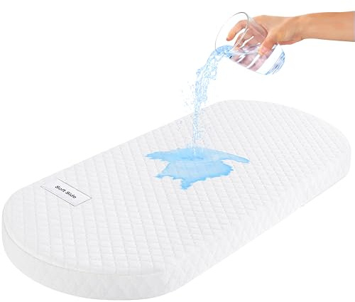 Pro Goleem Baby Bassinet Mattress, Breathable Waterproof Soft Cover Gel Memory Foam, Compatible with Dream On Me Lacy Portable 2-in-1, Oval 30x15 Dual Side Cradle Pad