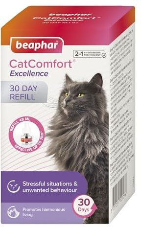 Beaphar - CatComfort® Excellence 30 Day Refill – Pheromone Calming for Cats - Reduces Stress, Anxiety & Unwanted Behaviour – Long-Lasting Stress-Relief- Lasts Up To 30 Days - Covers 70m² Area - 48ml