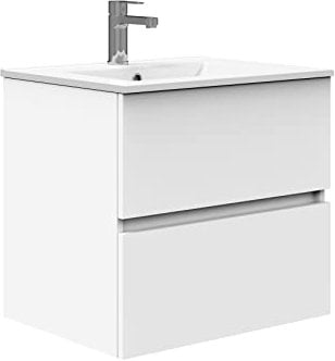 Baikal Mueble de Baño TRIX Fondo REDUCIDO 39cm. Mueble 50cm, 2 cajones, suspendido en Pared. Varios Acabados y Medidas. Mueble Montado. 2 Cajones 50 cm Blanco