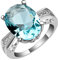 Verlobungsring Silber Ovaler Stein, Wedding Rings Silber Hellblau Eheringe 4 Krappen mit Ovalem Zirkonia 60 (19.1) Verlobungsring für Frauen