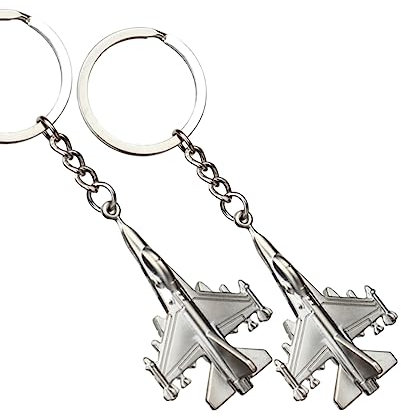 ODETOJOY Metall Kampfflugzeug Schlüsselanhänger 2 - Pc Set- F16 Raptor Falcon - Ideal für Party Favors & Aviation Fans