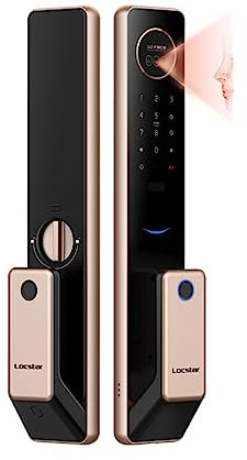 Smart Door Lock,Ttlock APP 3D Face Recognition Smart Door Lock Fully Automatic Digital Door Lock,Smart Fingerprint Deadbolt with Mortise Lock Body,Gold