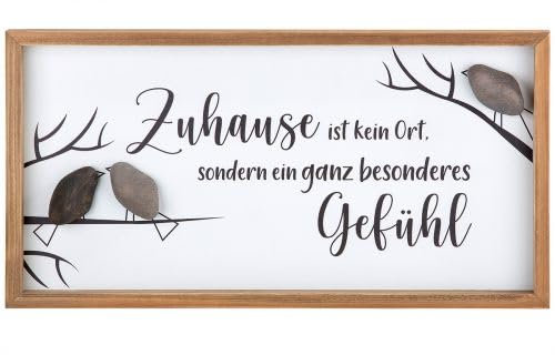 Bild weiß mit naturfarbenem Rahmen und Steinen aus Kunstharz Zuhause ist kein Ort, sondern ein ganz besonderes Gefühl