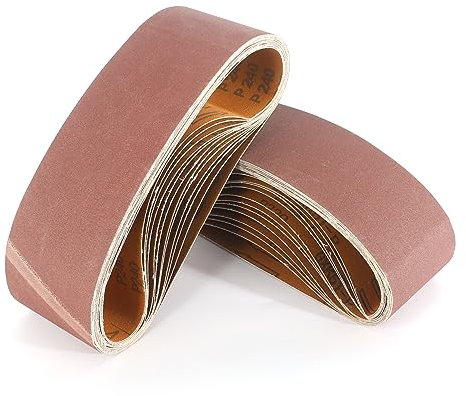 WooZuu 12 bandas de lijado de 75 x 533 mm, bandas de papel de lija abrasivas, grano 240 para metal, madera, pared, muebles, 3 x 21 pulgadas, lijadora de banda pulido y molienda