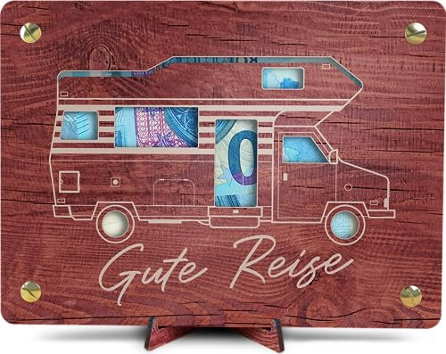 Wohnmobil Geschenk - XL Geldgeschenk aus Holz inkl. Ständer | Reise Geschenk, Urlaub Geschenk, Urlaubskasse, Geldgeschenk Reisekasse, Geldgeschenk Reise, Urlaubskasse Geschenk