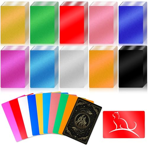 Tandefio 1000 Pcs Metal Business Card Blanks Bulk Aluminum Sheet Business Card 3.38 x 2.12 for Customize Office Name Laser Engraving CNC Graduation Gift(Colorful)