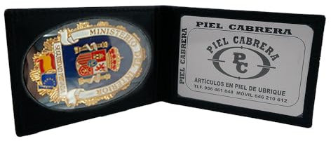 Piel Cabrera 11. Cartera Porta Placa Seguridad PRIVADA (Placa INCLUIDA) con Bandera de España