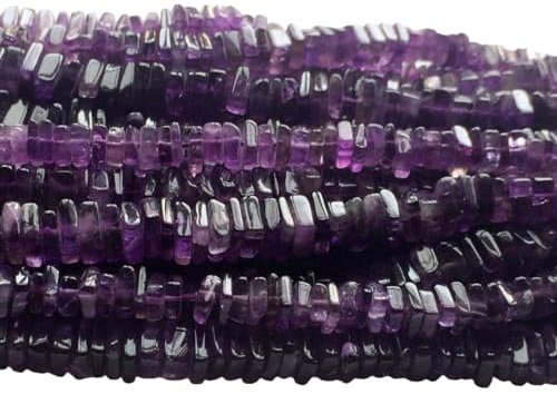 Gems For Jewels Perline Heishi di ametista viola da donna da 5,5-6,5 mm, perline quadrate piatte di ametista viola naturale, ametista per collana (opzioni da 8IN a 16IN), 16 pollici