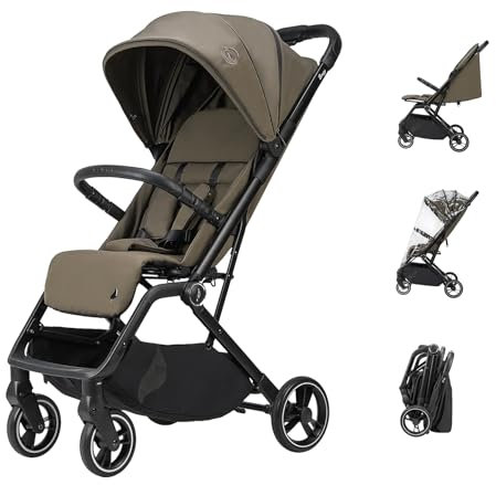 Osann Boogy 2 Kinderwagen Buggy mit Liegefunktion ab Geburt bis 22 kg - Reisebuggy inklusive Regenverdeck, Einhand-Faltmechanismus, UPF 50+ Sonnenschutz - Teak