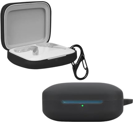 CONAPIKA Cover for OnePlus Buds 3 with Carabiner, Ultra-Slim Shockproof Anti-Scratch Charging Earphones Protective Case Durable Flexible Liquid Silicone Protection Soft Cover Case, Black