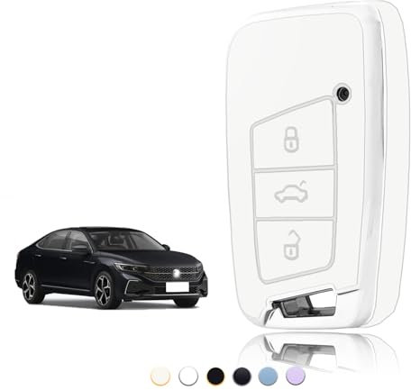 TOOMUME Coque Clé, Etui Cles Étui Clés Adapté pour VW Volkswagen Passat B8 Golf 7 Tiguan T-Cross Polo CC Seat Leon Ibiza Skoda Superb Kodiaq, Couvre Clef Cache Cle Voiture Telécommande - Smart Key