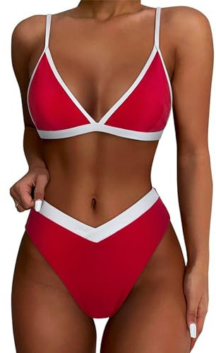 DOULAFASS V-förmige Taille Bikini Damen Set Hoher Schnitt Triangel Bikini 2tlg Bademoden