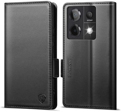CASBST Handyhülle für Xiaomi Redmi Note 13 Pro 5G/Poco X6 5G Hülle Leder Schutzhülle Klappbar mit Kartenfach Ständer Magnet Handytasche mit RFID Flip Case Klapphülle für Redmi Note 13 Pro Schwarz