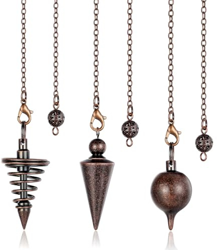3 PCS Kupfer Pendel, Metall Pendel Esoterik Wünschelrute in Set | AWARDSEN Pendulum für Weissagung, Tarot Zubehör, Reiki Balancing Esoterik Geschenke