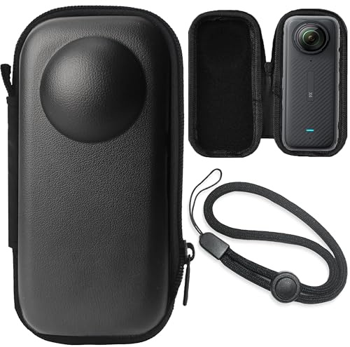 Fitstill Tragbarer Aufbewahrungskoffer für Insta 360 x5/x4 Wasserdichtes Mini-Schutz Hartes PU-Box-Reisebereich X5 Zubehör Staubdestofes Wasserdichtes Leichtes Gewicht(x5/x4-schwarze PU-Hülle)