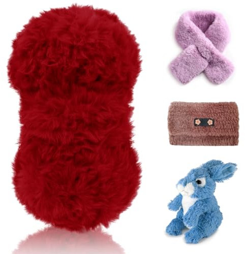 LEREATI Pelote Laine Grosse Maille 100g Laine Velours pour Crochet Fil de Fausse Fourrure, Fil Crochet Laine pour Crochet a Tricoter Sac Chapeaux Écharpe Couvertures DIY (Rouge)