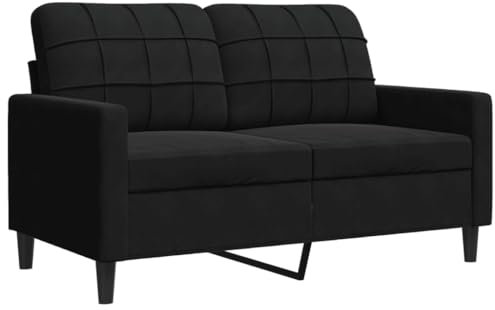 vidaXL Sofa 2-Sitzer, Polstersofa Doppelsofa für Wohnzimmer, Couch Loungesofa Metallgestell, Zweisitzer Samtsofa Sitzmöbel, Modern, Schwarz 120cm Samt