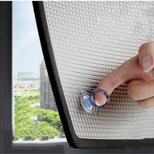 Anti-UV Aluminisierte Wärmeschutzfolie,Hitzeschutzfolie fenster,Sichtschutzfolie Fenster, Aluminisierte Folie mit Saugnapf,6mm Dicke,Privatsphäre Fensterfolie,Thermo Reflektierende Folie(Black,110x100