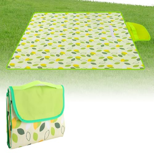 ASelected Picknickdecke, 200 x 200 cm, Stranddecke, Campingdecke mit Griff, wasserdicht, groß, Picknickdecke für Familie, Strand, Wandern, Camping (grün)