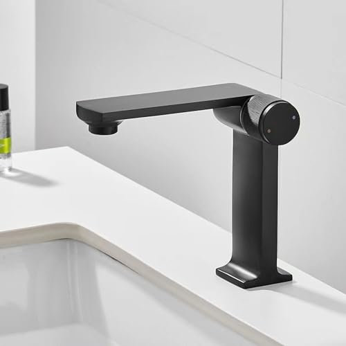 Vollkupferbecken Heiß- und Kaltwasserhahn Toilette Wind Kreatives Handwaschbecken Untertischwaschbecken, Schwarz
