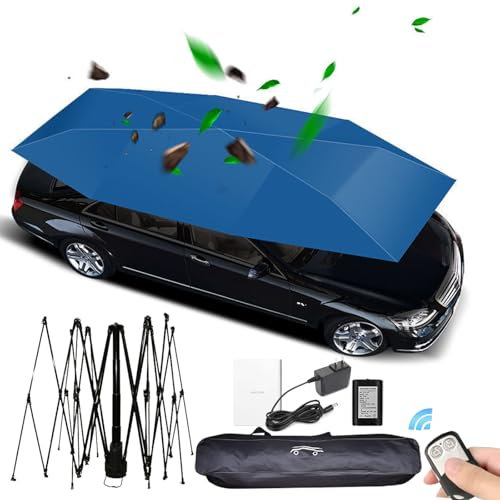 Fablestoryem Tenda Universale per Auto, Ombrello Portatile Pieghevole per Auto, Tenda Copriauto Completamente Automatica, Batteria al Litio da 3000mAh, con Telecomando e Borsa,Silver Gray-4.3m/169''