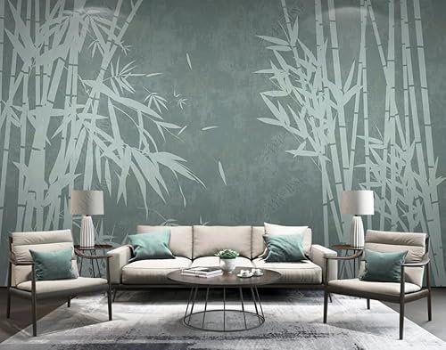 Papier Peint Intissé Bambou Poster Tableaux Muraux Tapisserie Photo Trompe L'Oeil Salon Chambre Art Mural 400Cm(L) X280Cm(H)