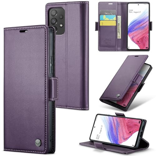 Rerzoiro Coque pour Samsung Galaxy A53 5G, Étui Housse en RFID Protection Premium PU Cuir Portefeuille Rabat Case Magnétique Stand Antichoc, Étui Case pour Samsung Galaxy A53, Violet