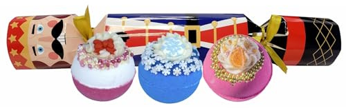 Bomb Cosmetics The Nutcracker Bath Bomb Christmas Cracker Gift Set, Festive Scents Infused with Pure Essential Oils, Handmade with Love, Stocking Filler