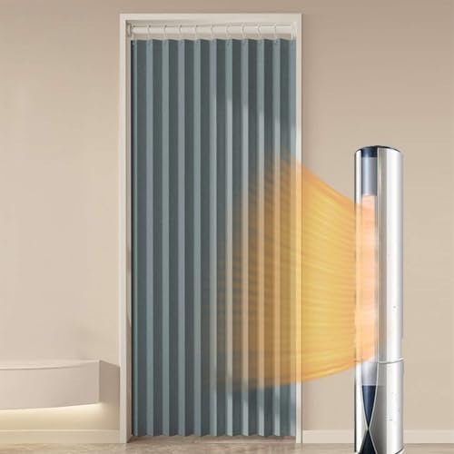 Momooda Türvorhang Blickdicht Magnetische Vorhänge, Raumteiler Faltvorhang für unsichtbare Türen, Thermo Türvorhang Kälteschutz, zum schieben, Wärmeisolierend, 280g/m², 1 Stück, Blau, 130x240cm