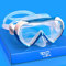 Kinder Taucherbrille 180° Panorama Kind Schnorchelmaske, Anti Nebel Tauchmaske gehärtetes Glas Schwimmmaske Junge Silikon Tauchermaske Mädchen Schwimmbrille mit Nasenabdeckung 4-16 (Blau)