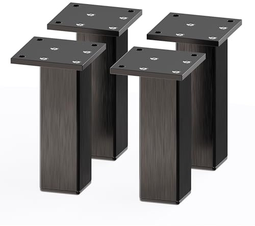 Sossai® Patas de Aluminio para Muebles MFV2 | Set de 4 | Perfil Cuadrado: 38 x 38 mm | Color: Negro | Altura: 120 mm