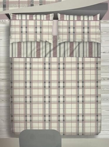 Corredocasa Completo Letto Lenzuola in Pile Coral Soffice Caldo Top QUALITA' Made in Italy- Set Sotto Sopra e Federe Fantasia Super Extra Morbido per un Caldo Inverno - Matrimoniale, Rosa Geometrico