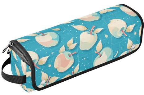 Manzanas turquesas 2 en 1 Organizador de herramientas para el cabello con alfombrilla de hierro de gran capacidad, organizador para planchas planas, alisadores, rizadores, accesorios de viaje