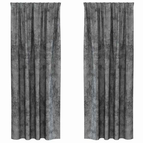 vidaXL Velvet Curtains with Curtains 2 pcs Grey 225 x 140 cm Velvet, Modern Velvet Curtains, Room Darkening, Thermal Insulation, Stylish Indoor Window Treatments, Functional Decor, Elegant Drapes