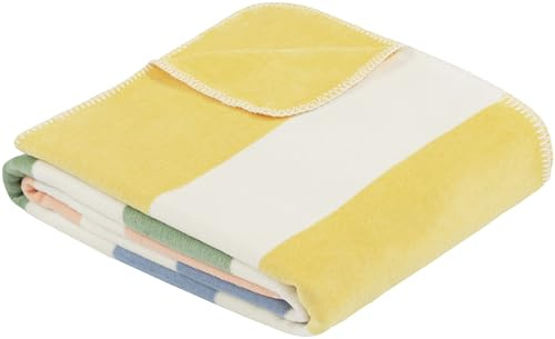 Ibena Haifa Decke 150x200 cm - Baumwollmix weich, warm & waschbar, Kuscheldecke Mehrfarbig mit Streifen