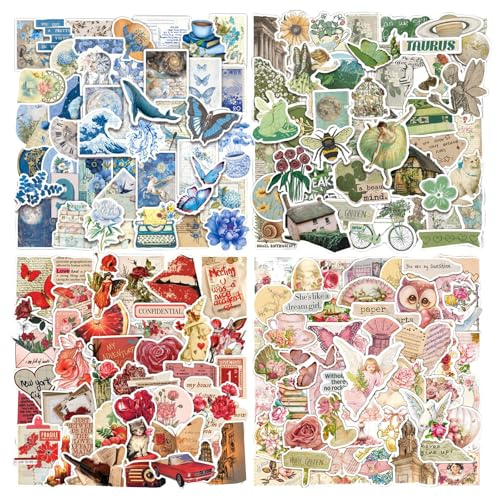 200Pcs Vintage Aesthetic Stickers Pack,Waterproof Vinyl Decals with Cute Retro Designs for Laptop,Water Bottle,Journaling,Scrapbook & Skateboard,Unique Gift for Girls,Teens & Adults (Aesthetics)