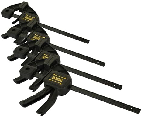 Stanley Fmht0-83232 Serre-Joint M 150 Gamme FatMax - Travaux De Précision - Patin De Protection Amovibles - Rainure En V Pour Maintien Des Tubes - Rail En Acier - Corps En Nylon Renforcé (Lot de 4)