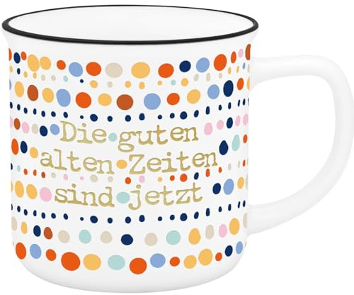 Sheepworld Becher Motiv Gute Zeiten | Kaffeebecher mit buntem Motivdruck, Tasse aus Porzellan, 35 cl | Geschenktasse, Geburtstag, Ostern | 74834