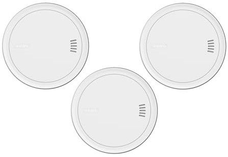 ABUS Funk-Rauchmelder Prefira Connect, 3er Set - Q-Label zertifizierter, vernetzbarer Rauchwarnmelder mit 10-Jahres-Batterie und Fehlalarmreduzierung - Klebemontage und Magnethalterung