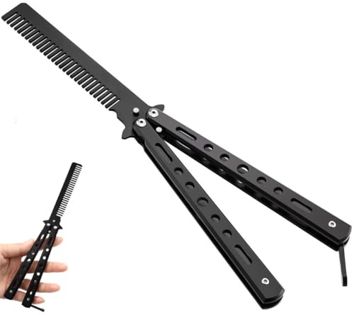 Stainless Steel Butterfly Comb, Foldable Practice Hair Comb, Portable Combs, Training Hair Styling Tool for Safe Handling