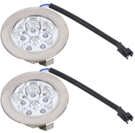 GALPADA Zwei Stück LED Herdabzug Beleuchtung Kaltweiß Ersatzlampe Küchenlüfter Licht 12 Volt Gleichstrom Herd Leuchte Silber Kochfeld Ersatzlicht Runde Glas ABS Zubehör 7,00x7,00x3,10 Zentimeter