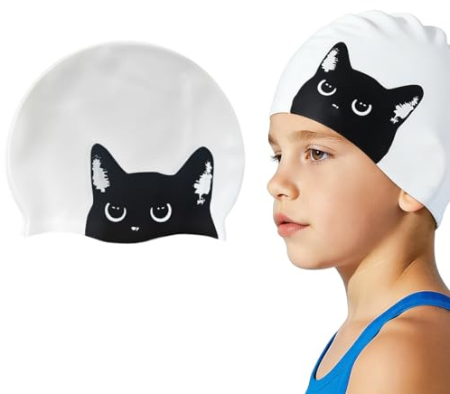 PBAHAUP Cuffia Piscina Bambino con Modello di gatto, Personalizzata Cuffie Piscina per Bambini e Bambine, Ammaliante e Divertente Design per Giochi Estivi in Piscina