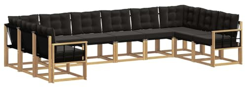 vidaXL Outdoor-Sofagarnitur mit Kissen 10 pcs Weiß und Schwarz, Gartenmöbel, modernes Outdoor-Sofa, bequemes Lounge-Set für Ihre Terrasse, robust und stylisch