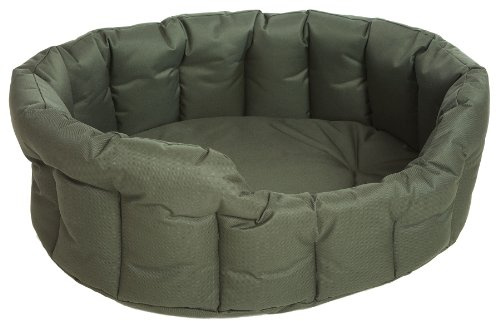 P & L Superior Pet Beds Heavy Duty Oval Waterproof Softee Bed, Large, 76 x 64 x 24 cm, Green
