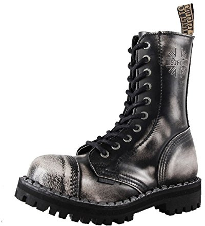 Steels 10 Loch Boots Schwarz Rub Off, Grösse 37
