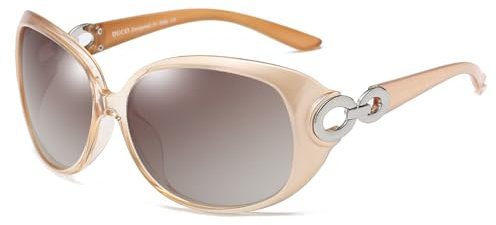 DUCO Women's Classic Star Polarized Sunglasses 100% UV Protection 1220 (Champagne)
