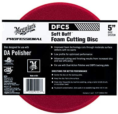 Meguiar's 5 Inch DA Foam Cutting Disc Red, Tampone rosso per rotorbitali per paste abrasive, 127 mm