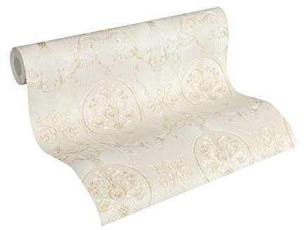 A.S. Création Vliestapete Hermitage 10 Tapete klassisch neo-barock 10,05 m x 0,53 m beige creme metallic Made in Germany 330832 33083-2